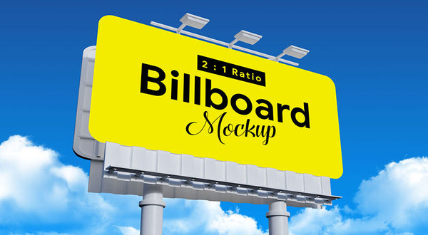 Free 2:1 Outdoor Advertising Rounded Corners Billboard Mockup Psd