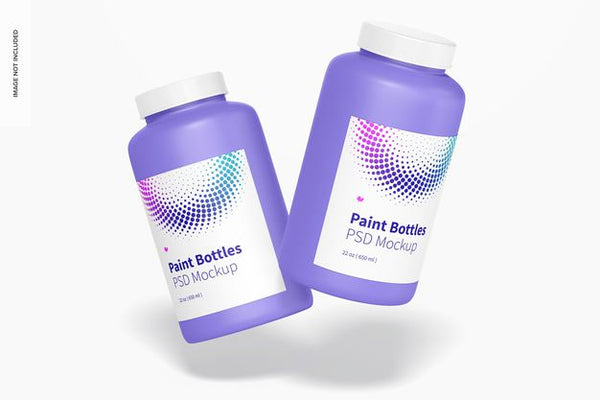 Free 22 Oz Paint Bottle Mockup, Floating Psd