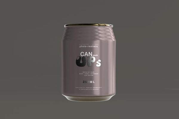 Free 250Ml Stubby Soda Can Mockup Psd