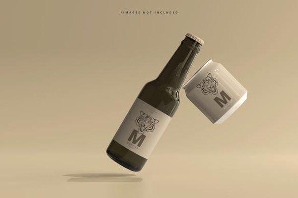 Free 250Ml Stubby Soda Or Beer Can And Bottle Mockup Psd