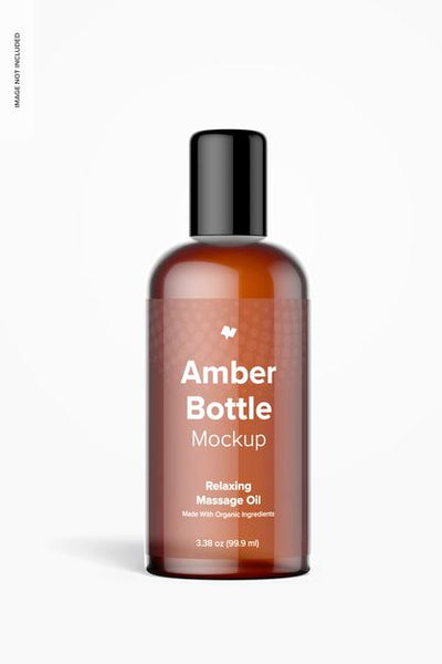 Free 3.38 Oz Amber Bottle Mockup Psd