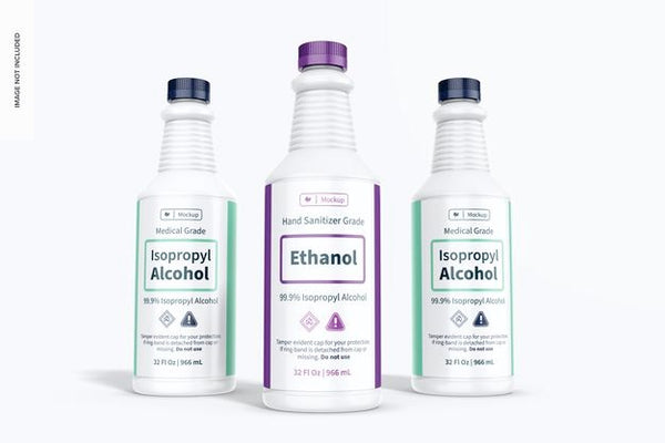 Free 32 Oz Medical Alcohol Bottles Set Mockup Psd