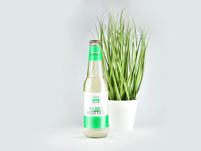 Free 330Ml Clear Glass Bottle Mockup
