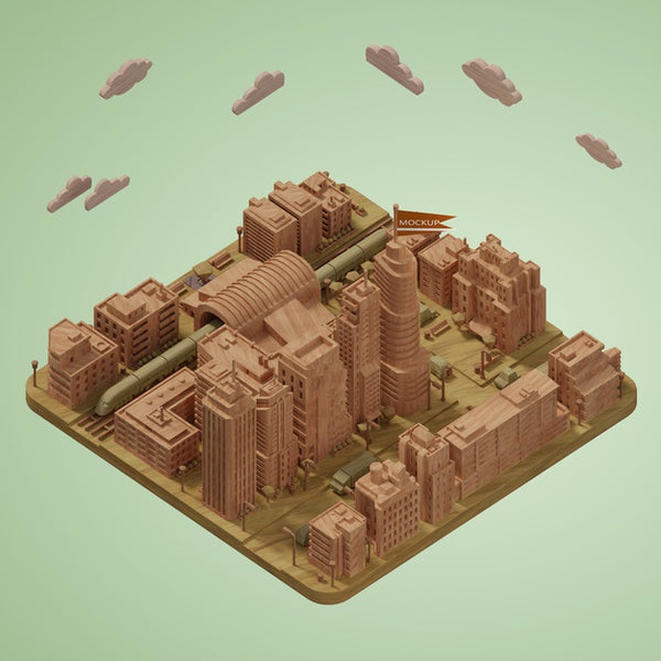 Free 3D Cities Miniatures Model Mock-Up Psd