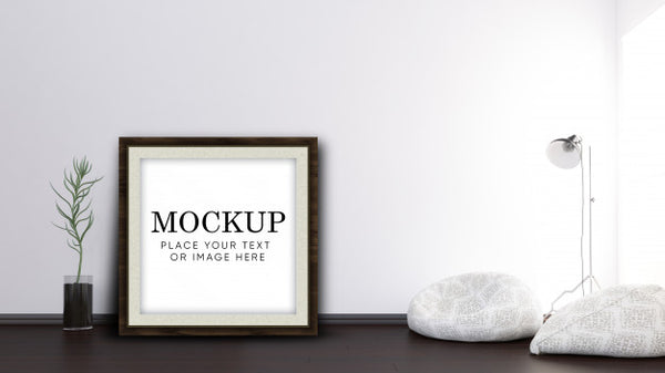 Free 3D Editable Mock Up With Picture Frame In Modern Room Interior Psd