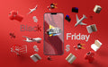 Free 3D Items Black Friday Sale Mock-Up Red Background Psd