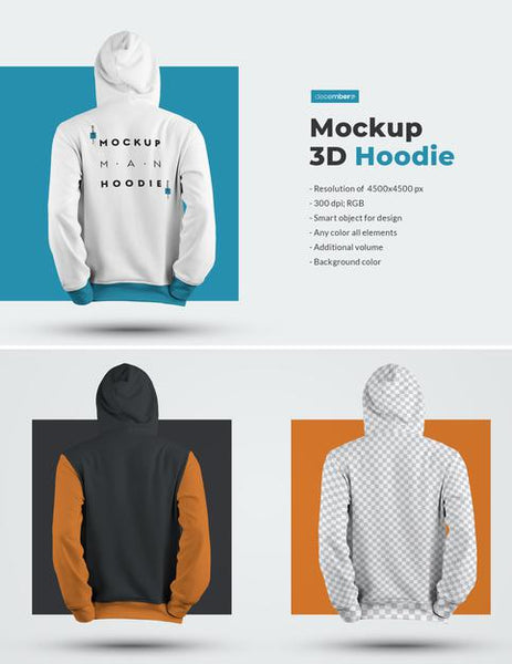 Free 3D Men Mockup Hoodie. Psd