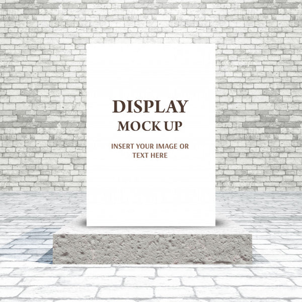 Free 3D Mock Up With Blank Picture On Podium In A Brick Room Psd