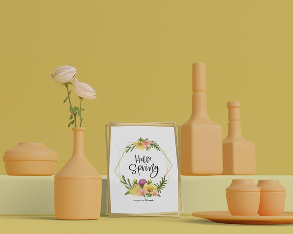 Free 3D Vases For Flowers On Table Psd