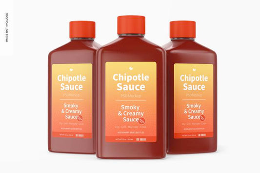 Free 4 Oz Chipotle Sauce Bottle Mockup, Front View Psd