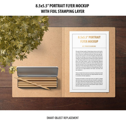 Free 5.5X8.5'' Portrait Flyer Mockup Psd