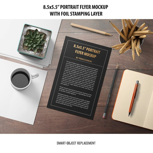 Free 5.5X8.5'' Portrait Flyer Mockup Psd