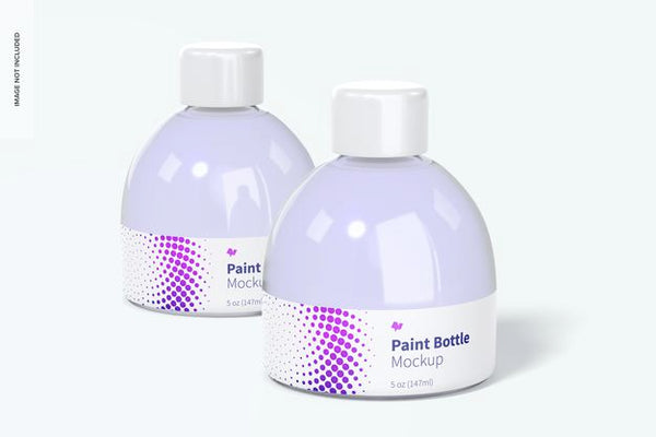 Free 5 Oz Paint Bottles Mockup, Perspective Psd