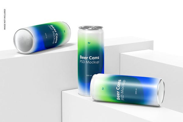 Free 500Ml Beer Cans Set Mockup Psd