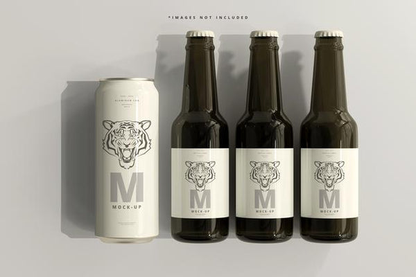 Free 500Ml Sleek Soda Or Beer Can With Bottle Mockup Psd