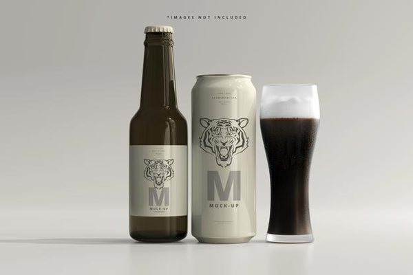 Free 500Ml Sleek Soda Or Beer Can With Bottle Mockup Psd