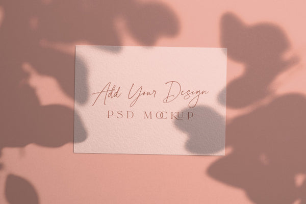 Free 5X7 Inches Card Mockup Shadow Overlay Eucalyptus Psd