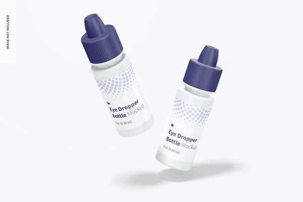 Free 6 Cc Eye Dropper Bottles Mockup, Falling Psd