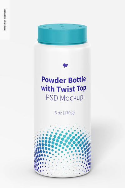 Free 6 Oz Powder Bottle With Twist Top Mockup Psd