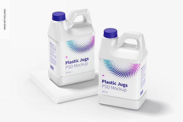 Free 64 Oz Plastic Jugs Mockup, Perspective Psd