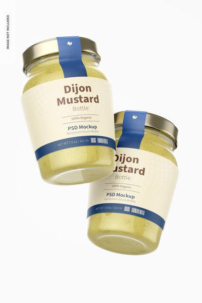 Free 7.5 Oz Dijon Mustard Bottle Mockup Psd