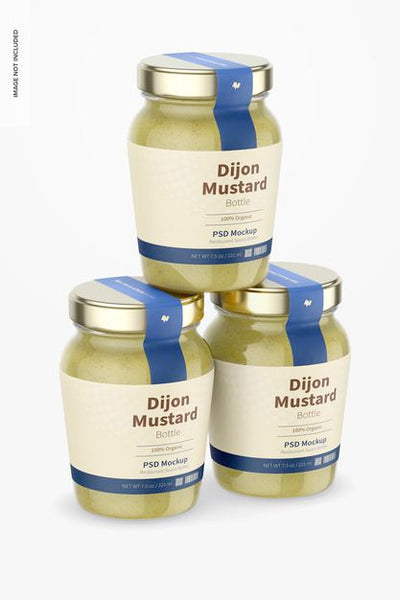 Free 7.5 Oz Dijon Mustard Bottles Mockup Psd