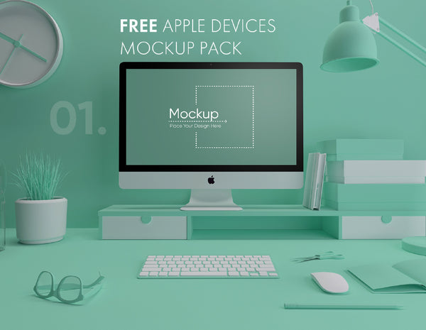 Free 7 Colorful Apple Devices Mockup Pack