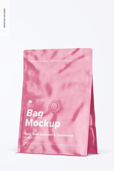 Free 8 Oz Bag 02 Mockup, Right View Psd