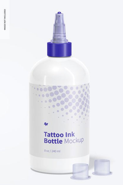 Free 8 Oz Tattoo Ink Bottle Mockup Psd