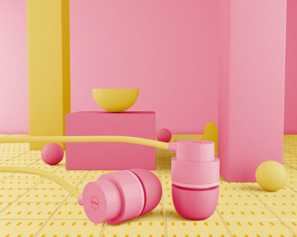 Free 80S Minimalistic Pink Earphones Psd