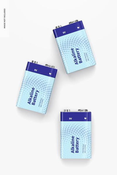 Free 9V Alkaline Battery Mockup Psd