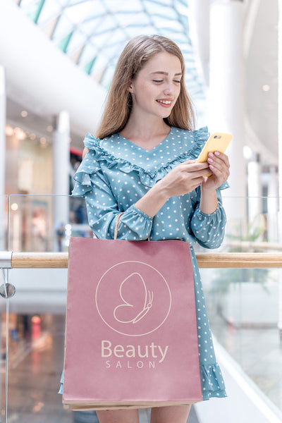 Free A Woman With Shopping Bag Mockup