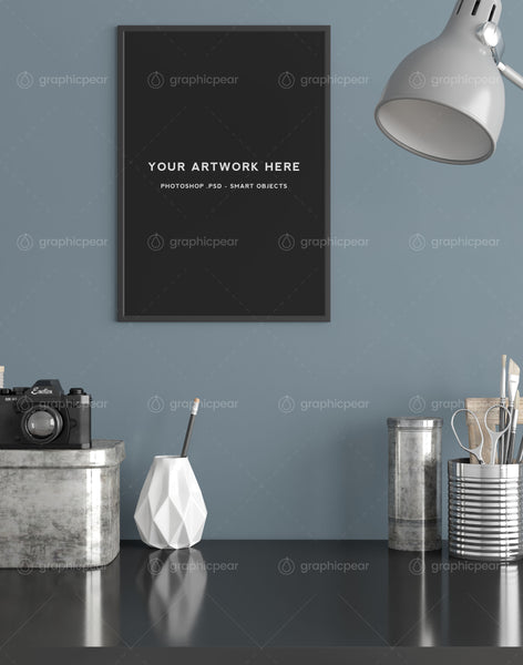 Free A3 Poster Interior Scene Mockup