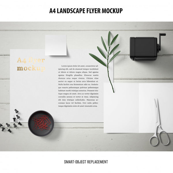 Free A4 Landscape Flyer Mockup Psd