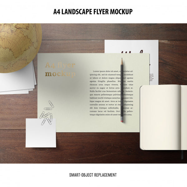 Free A4 Landscape Flyer Mockup Psd