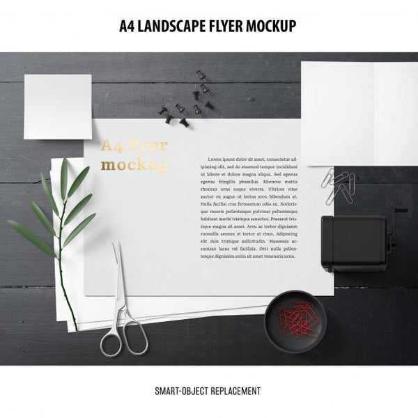 Free A4 Landscape Flyer Mockup Psd