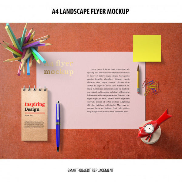 Free A4 Landscape Flyer Mockup Psd