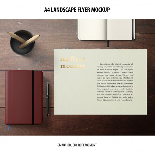 Free A4 Landscape Flyer Mockup Psd