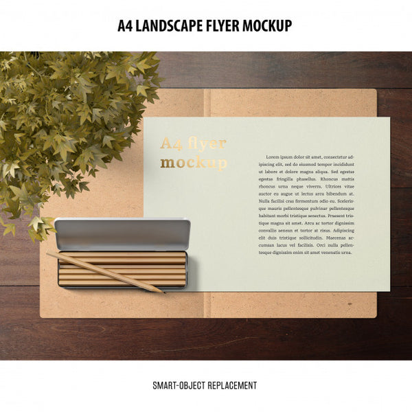 Free A4 Landscape Flyer Mockup Psd