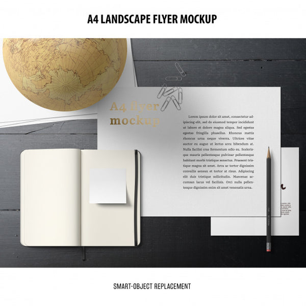 Free A4 Landscape Flyer Mockup Psd