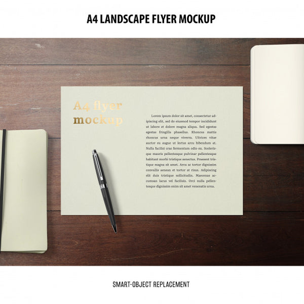 Free A4 Landscape Flyer Mockup Psd