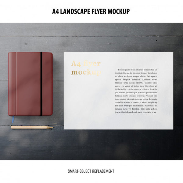 Free A4 Landscape Flyer Mockup Psd