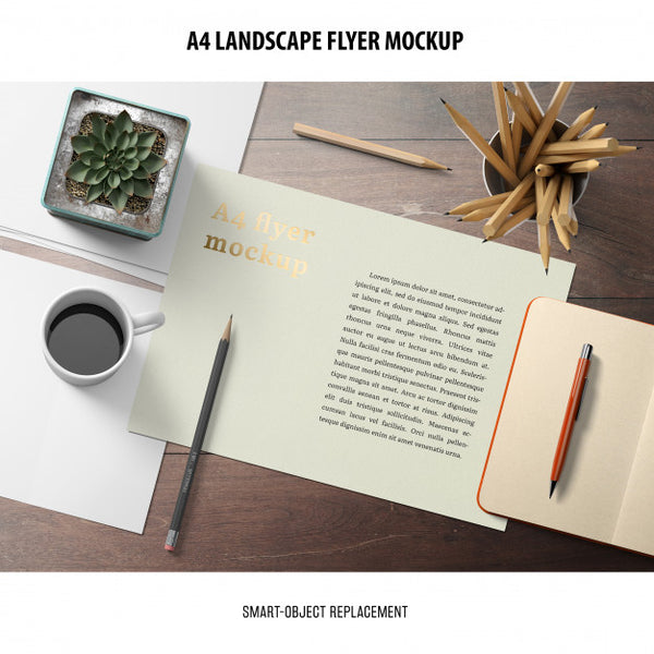 Free A4 Landscape Flyer Mockup Psd