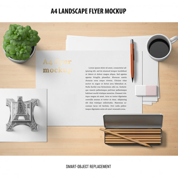 Free A4 Landscape Flyer Mockup Psd