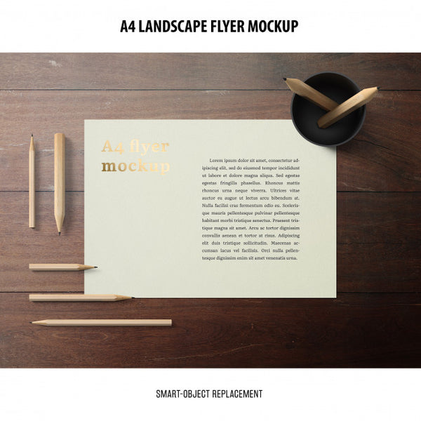 Free A4 Landscape Flyer Mockup Psd