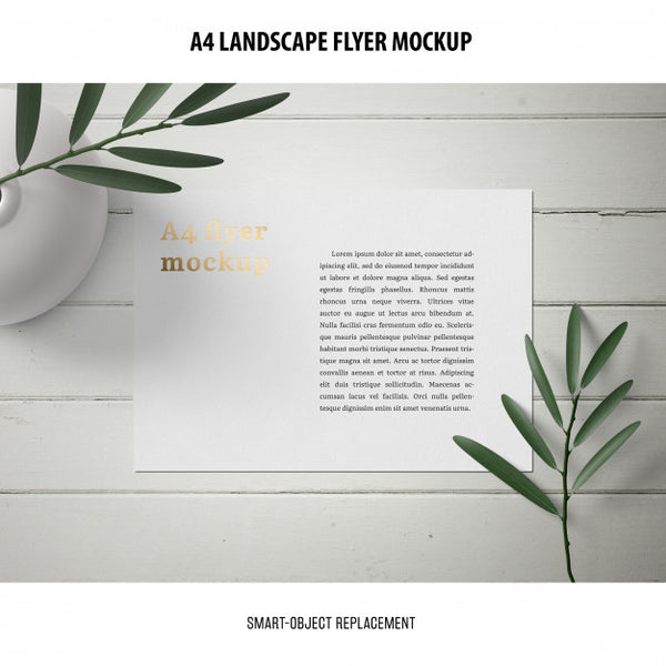 Free A4 Landscape Flyer Mockup Psd