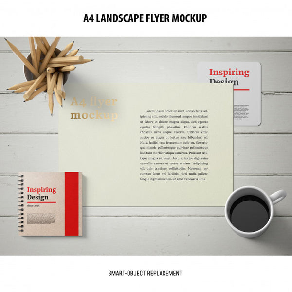 Free A4 Landscape Flyer Mockup Psd