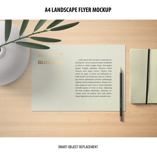 Free A4 Landscape Flyer Mockup Psd