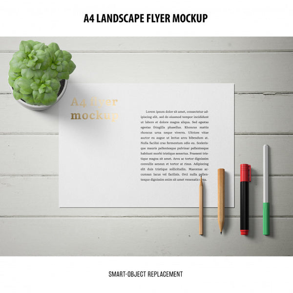 Free A4 Landscape Flyer Mockup Psd