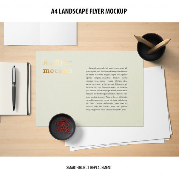 Free A4 Landscape Flyer Mockup Psd